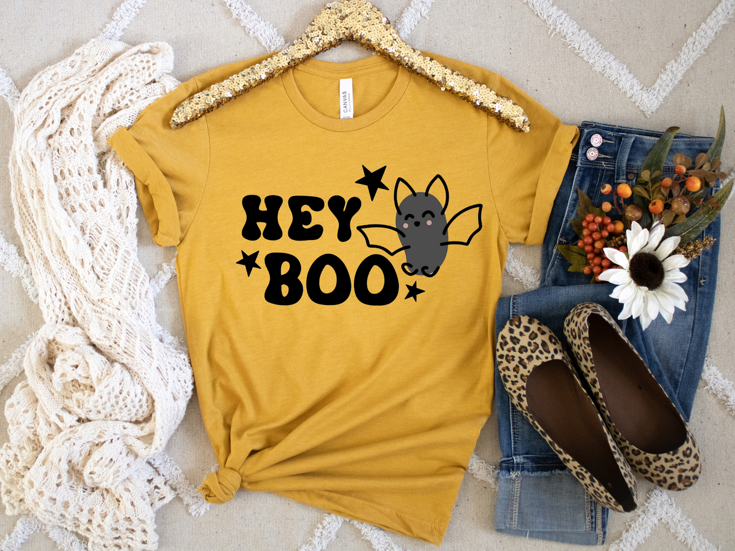 Halloween T-Shirt | Hey Boo T-Shirt | Cute Bat | Boo T-Shirt | Halloween | Spooky Season