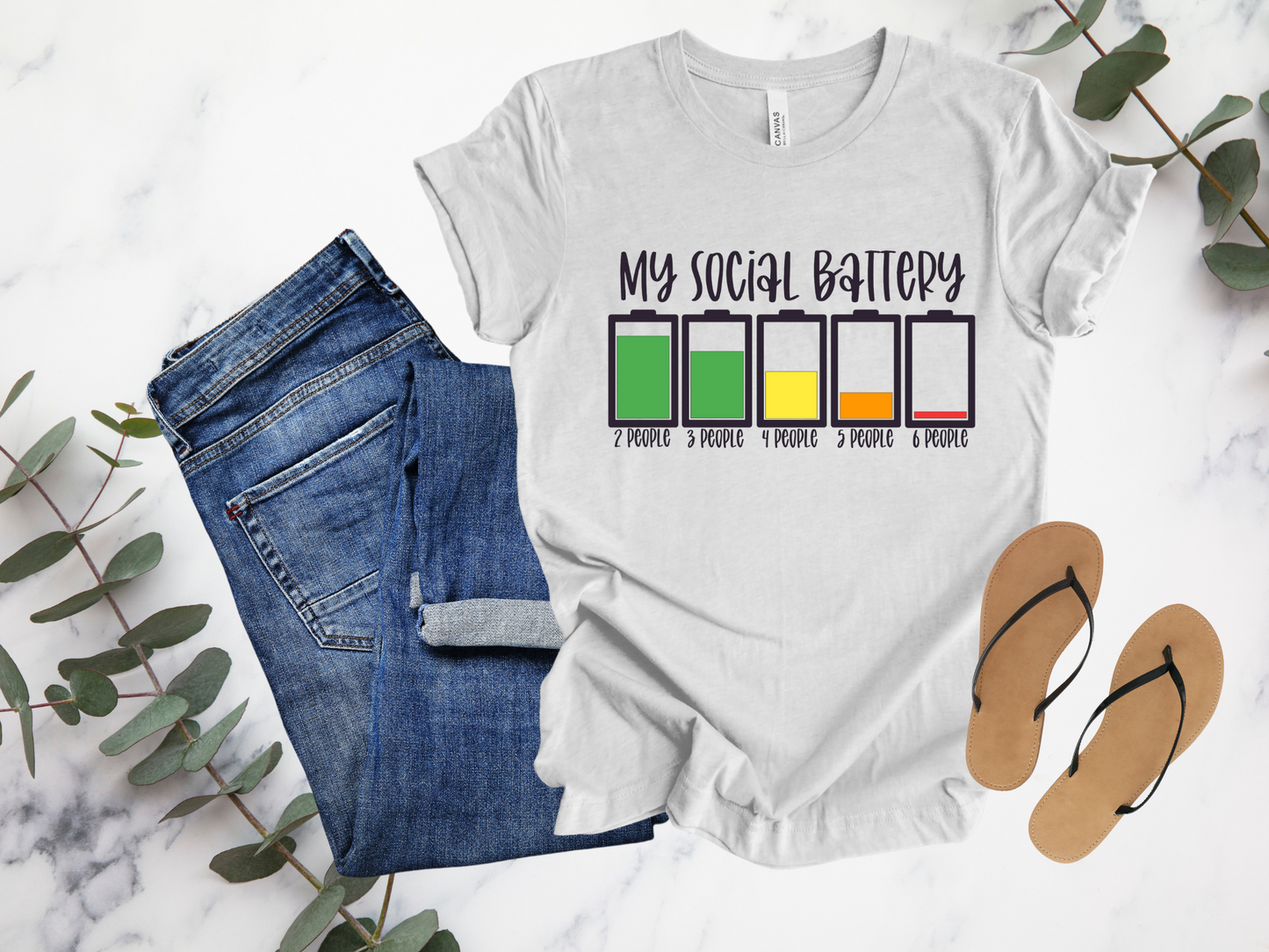 Social Battery T-Shirt | Printed T-Shirt | Social T-Shirt | T-Shirt | Introvert