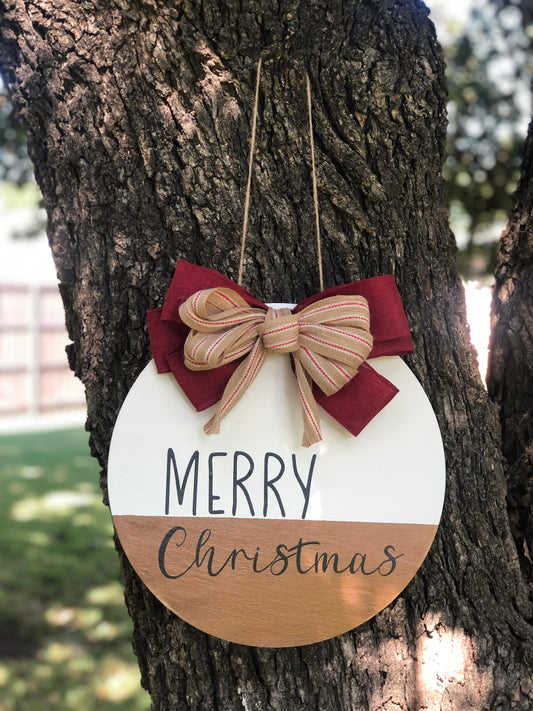 Wood Round Door Hanger| Door Hanger| Merry Christmas Door Decor| Front Porch Decor| Christmas Decor| Christmas| Holidays