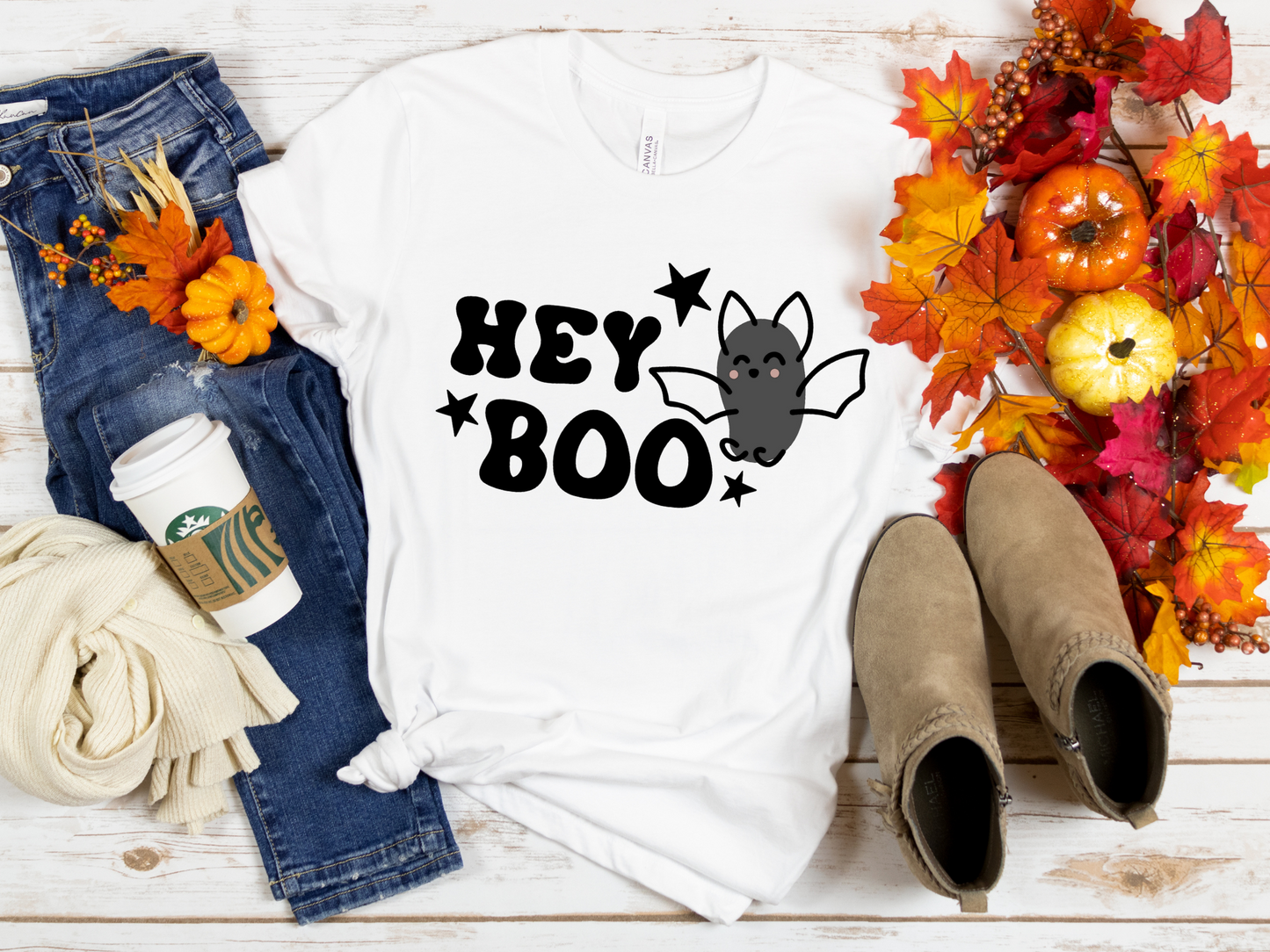 Halloween T-Shirt | Hey Boo T-Shirt | Cute Bat | Boo T-Shirt | Halloween | Spooky Season